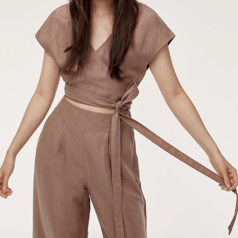 Aritzia Brown Cropped Jumpsuit